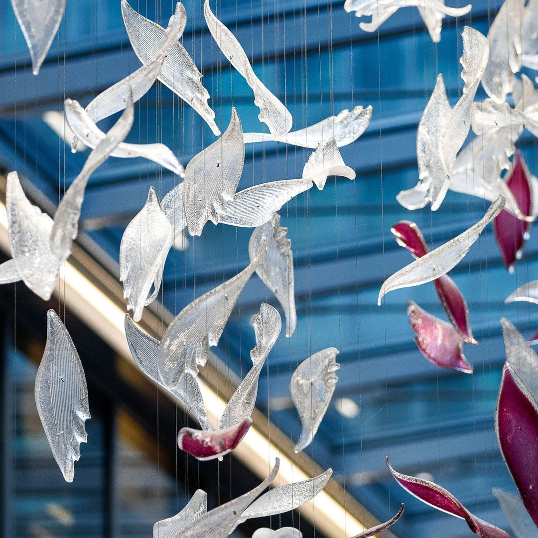 Flying Glass Feather Chandelier, Modern Spiral Glass Long Chandelier Lighting - Image 9