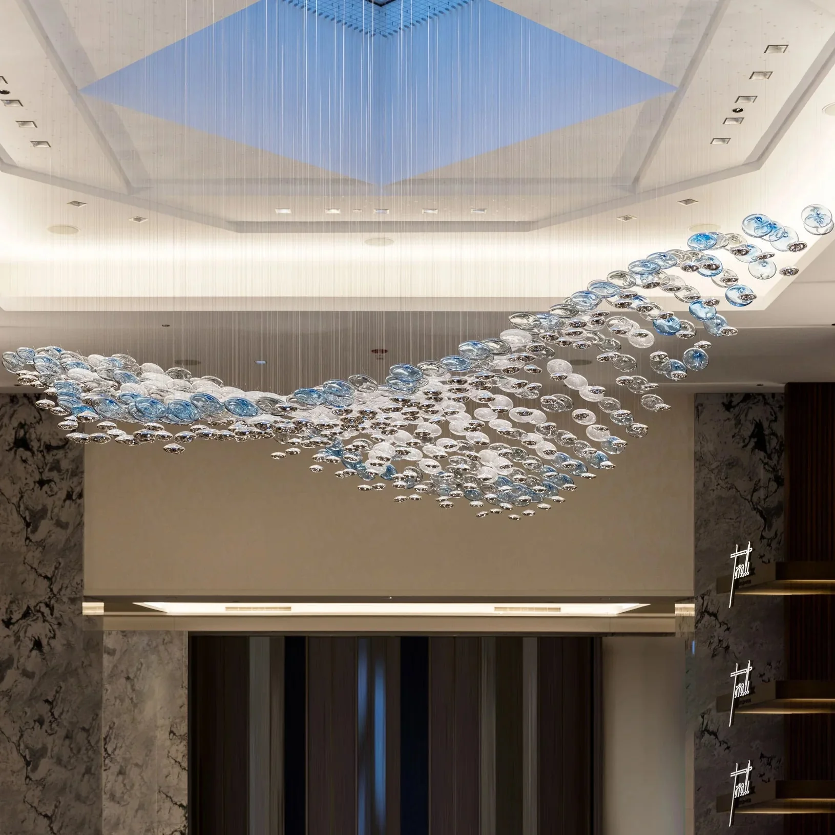 Flying Wave Glass bubble Chandelier - Image 3