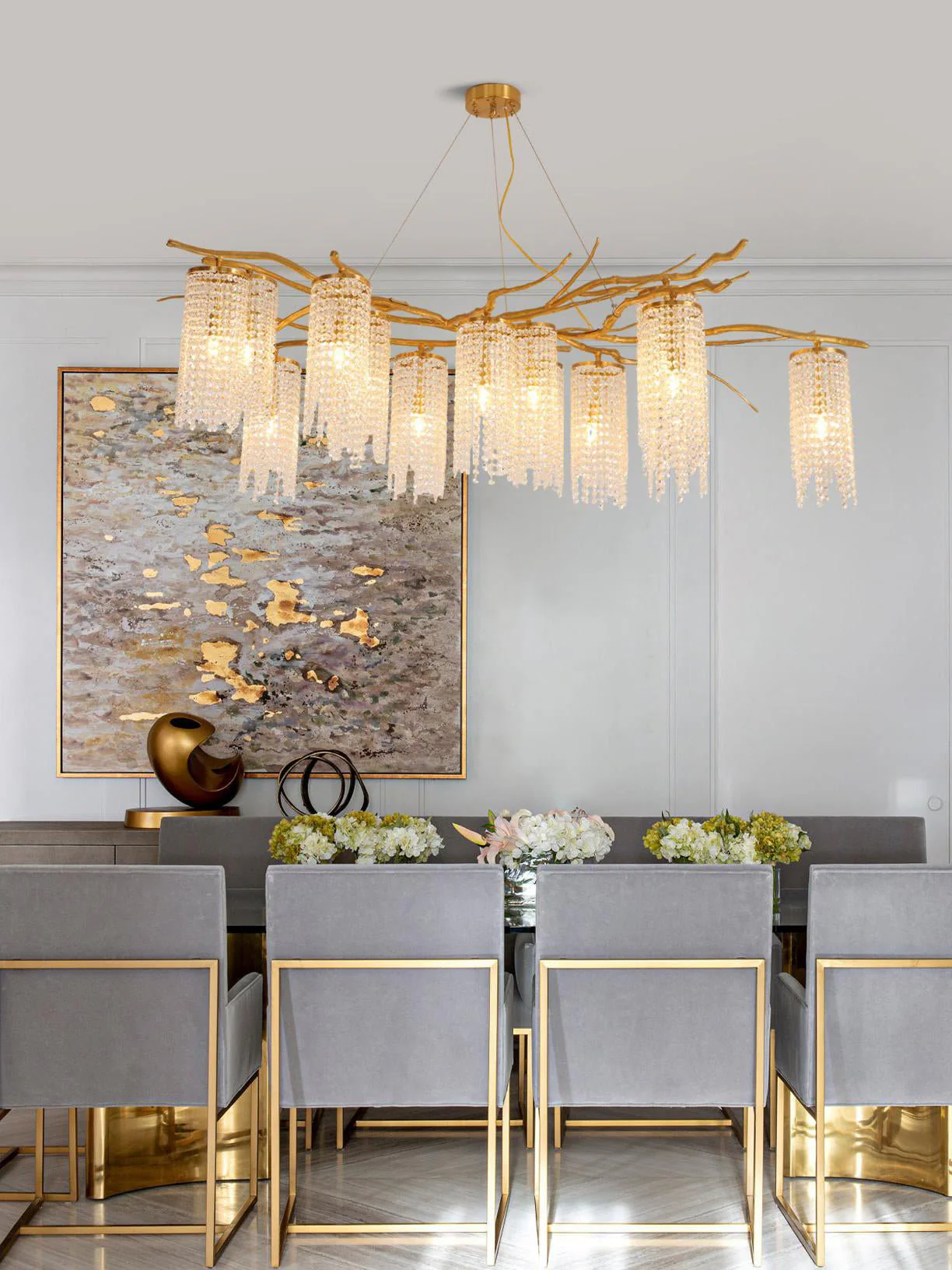 Forest Dawn Brass Branch Chandelier - Image 6