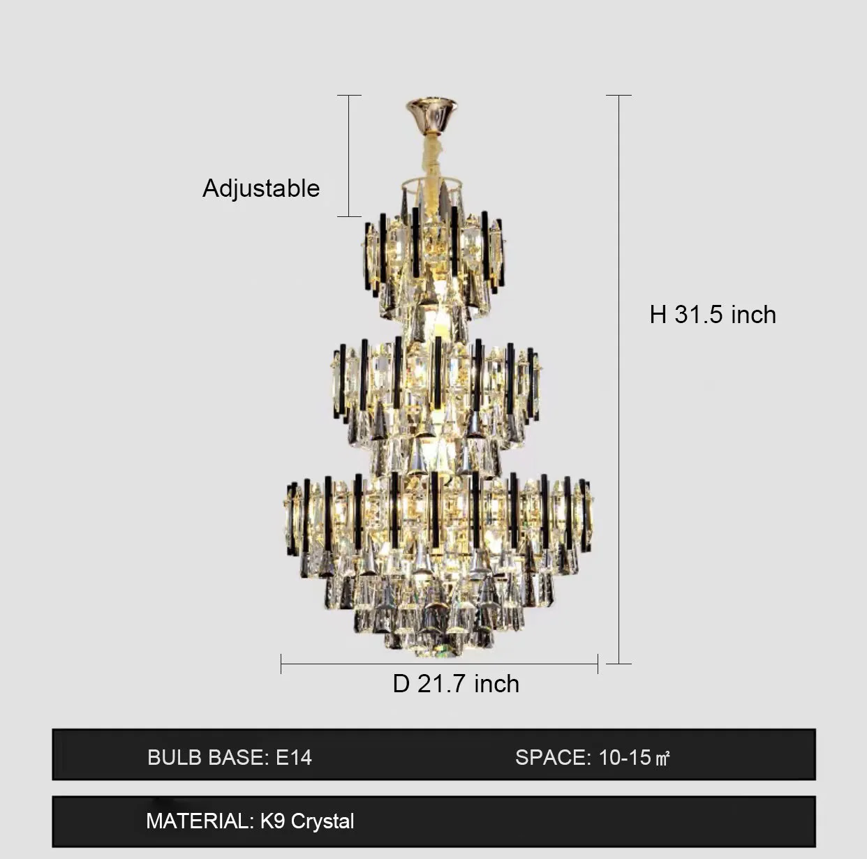 Foyer 3 Layers Extra Large Crystal Chandelier for Living Room Staircase Ceiling Lighting Fixture - Image 11