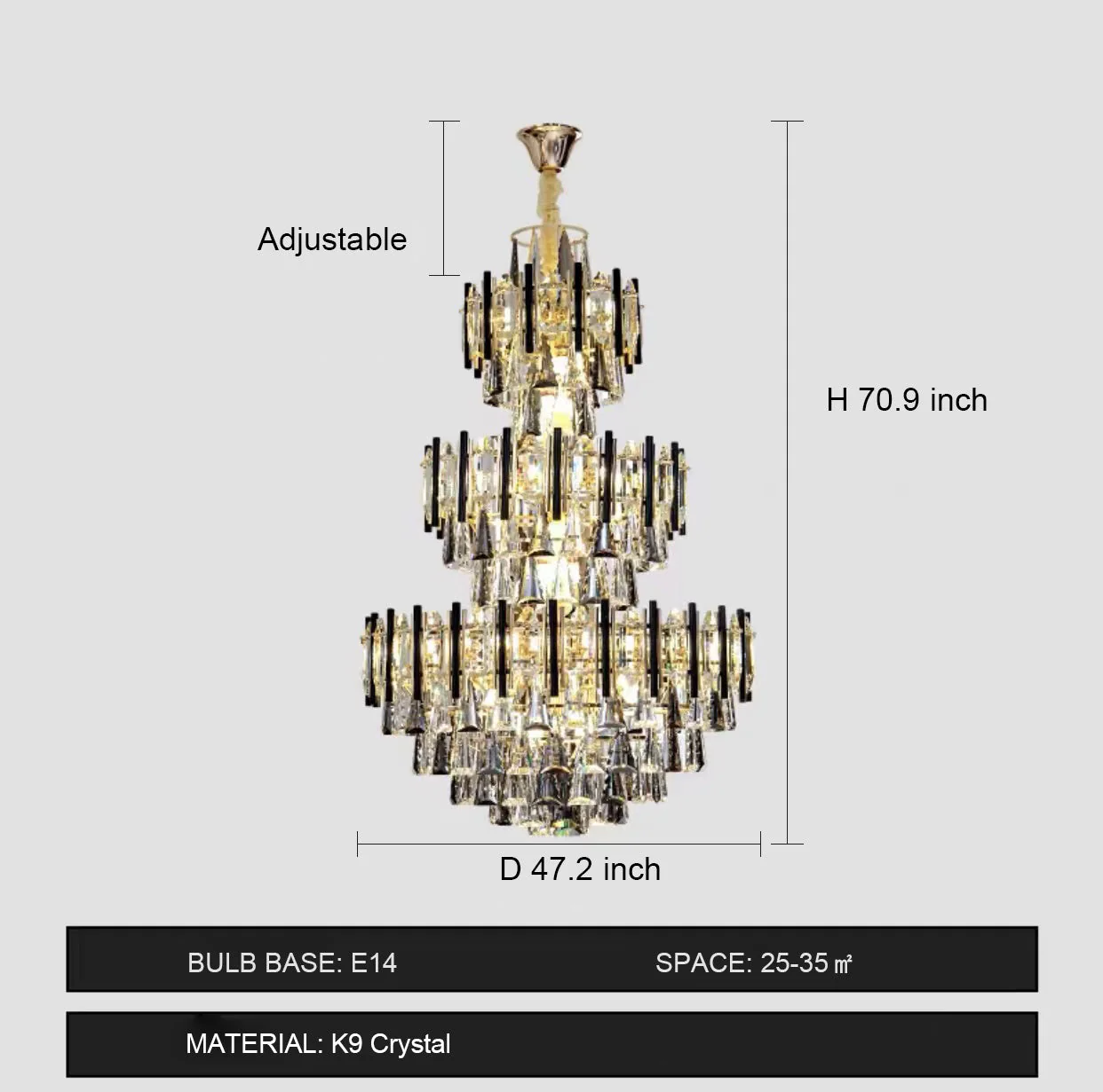 Foyer 3 Layers Extra Large Crystal Chandelier for Living Room Staircase Ceiling Lighting Fixture - Image 14