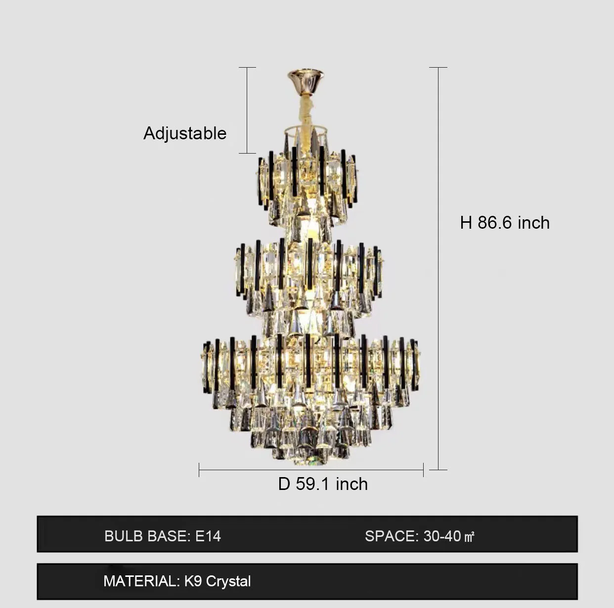 Foyer 3 Layers Extra Large Crystal Chandelier for Living Room Staircase Ceiling Lighting Fixture - Image 15