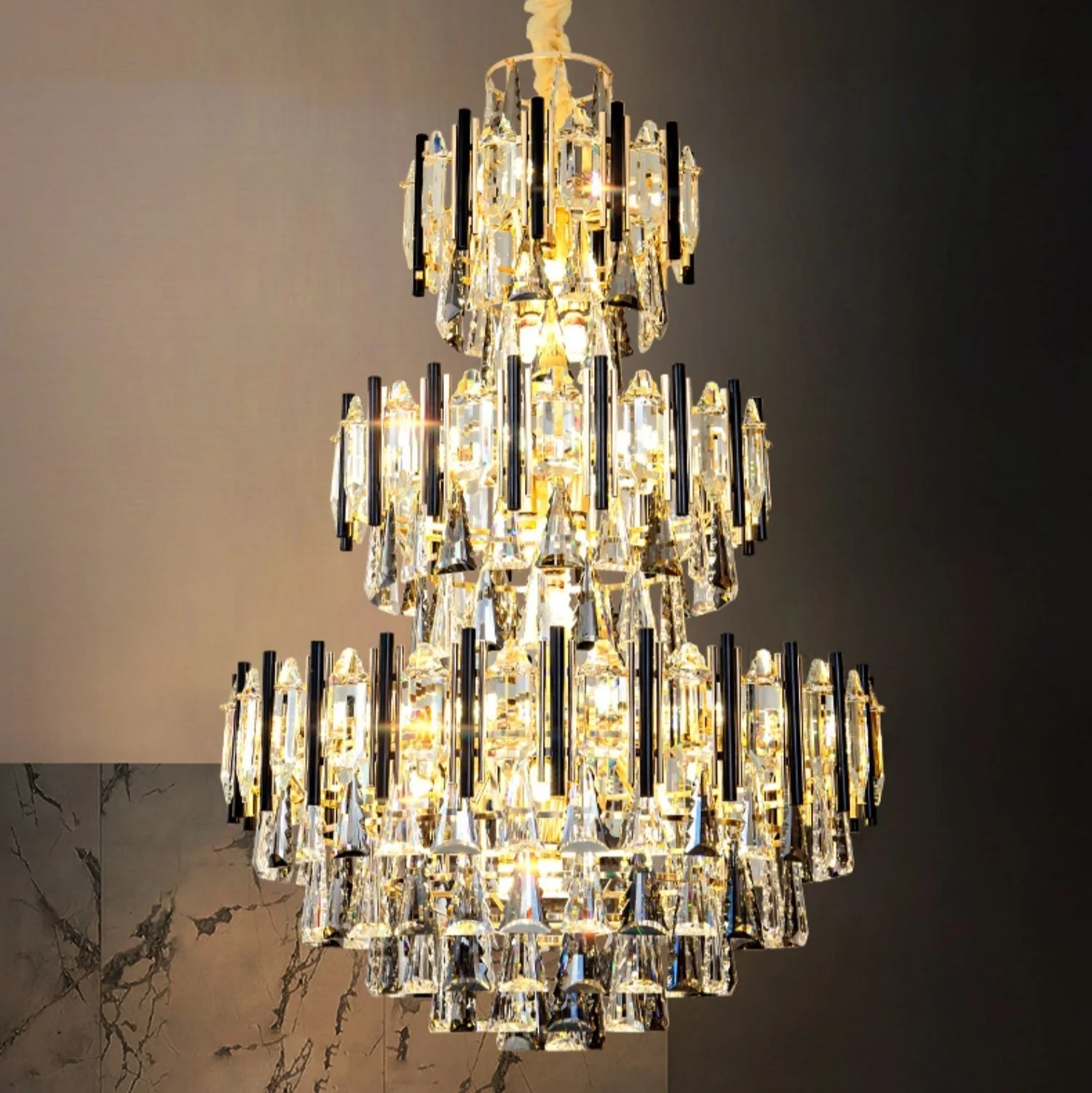 Foyer 3 Layers Extra Large Crystal Chandelier for Living Room Staircase Ceiling Lighting Fixture - Image 3