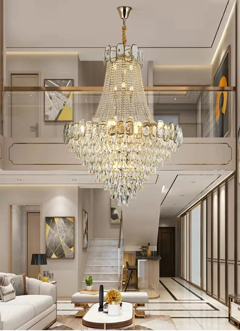 Foyer Staircase Chandelier Luxury K9 Crystal Ceiling Light For Living Room / Hallway - Image 5