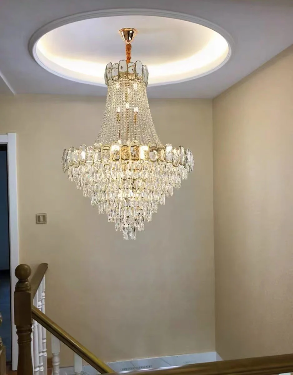Foyer Staircase Chandelier Luxury K9 Crystal Ceiling Light For Living Room / Hallway - Image 6