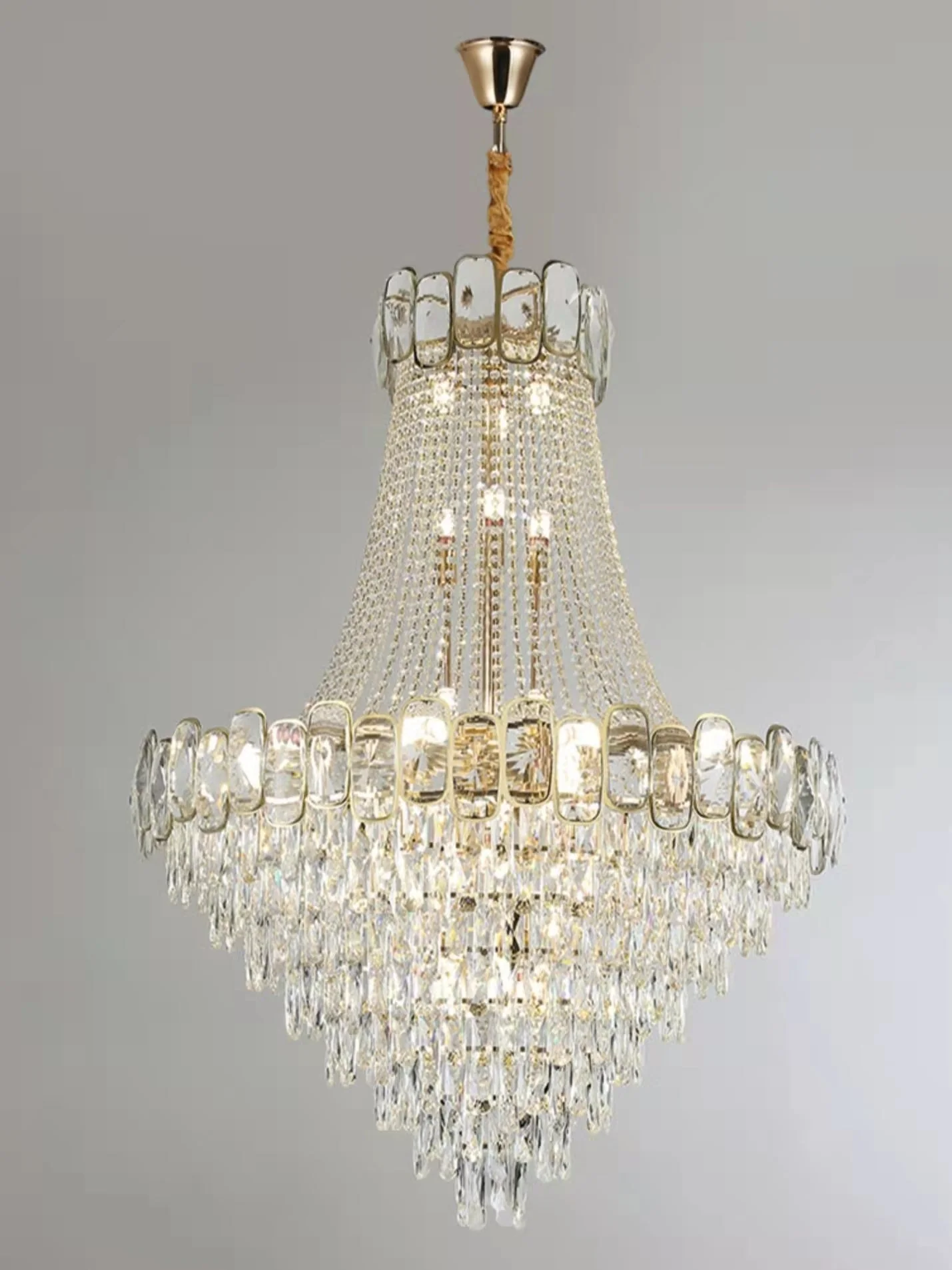 Foyer Staircase Chandelier Luxury K9 Crystal Ceiling Light For Living Room / Hallway - Image 7