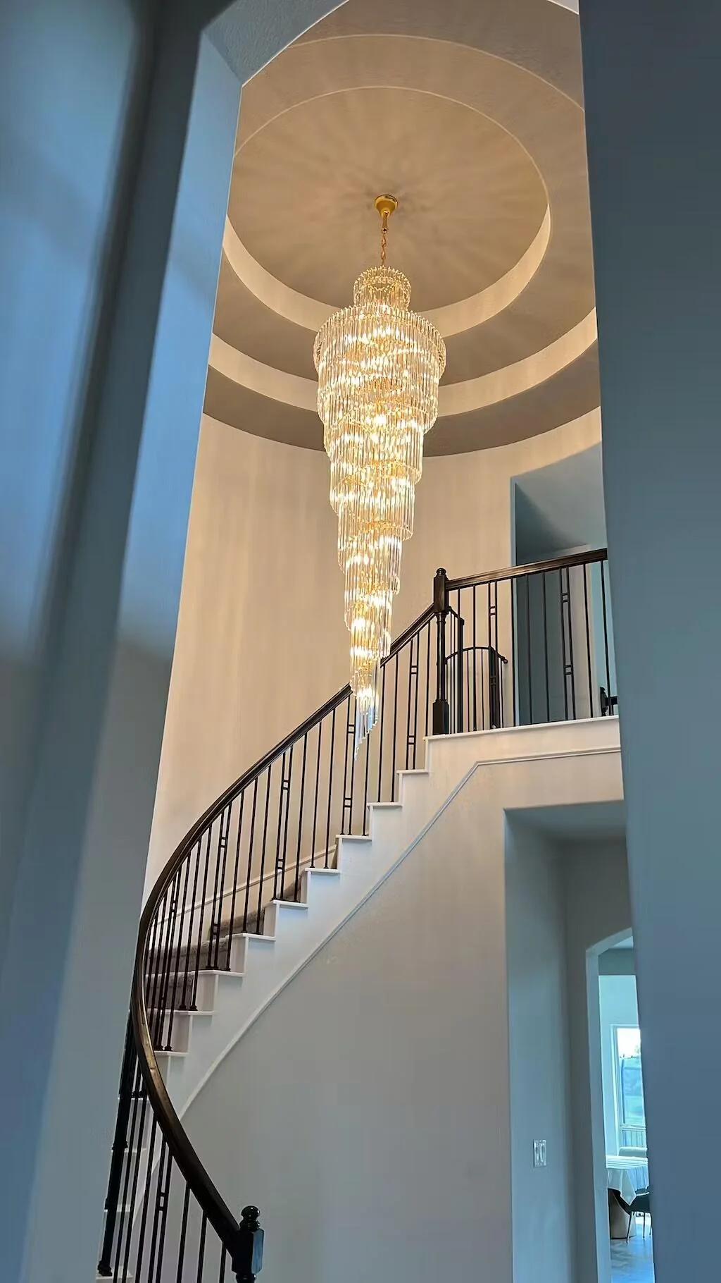 Tiered Foyer Staircase Spiral Crystal Chandelier Hotel Hall/ Entrance High Ceiling Pendant Lighting Fixture - Image 5