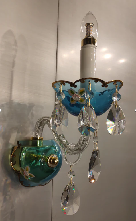 French Romantic Blue Crystal Designer Chandelier Modern Art Candle Branch Light Fixture For Bedroom/Living Room/Dining Room - Image 3