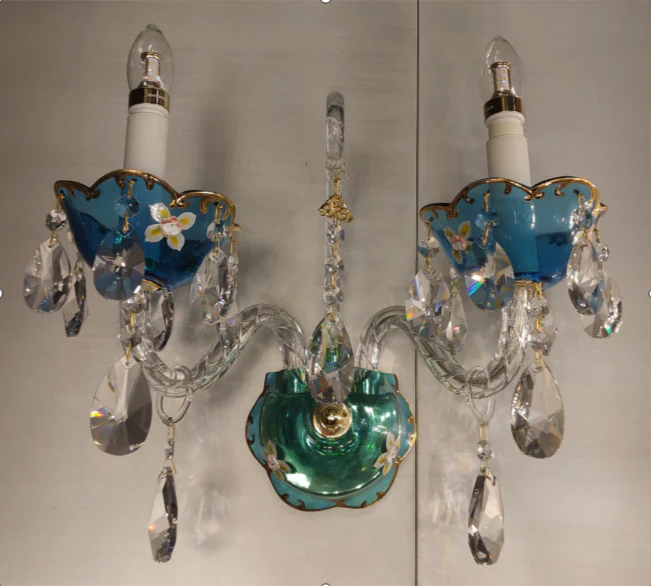 French Romantic Blue Crystal Designer Chandelier Modern Art Candle Branch Light Fixture For Bedroom/Living Room/Dining Room - Image 4