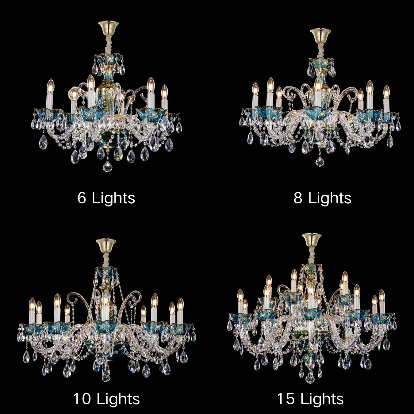 French Romantic Blue Crystal Designer Chandelier Modern Art Candle Branch Light Fixture For Bedroom/Living Room/Dining Room - Image 5