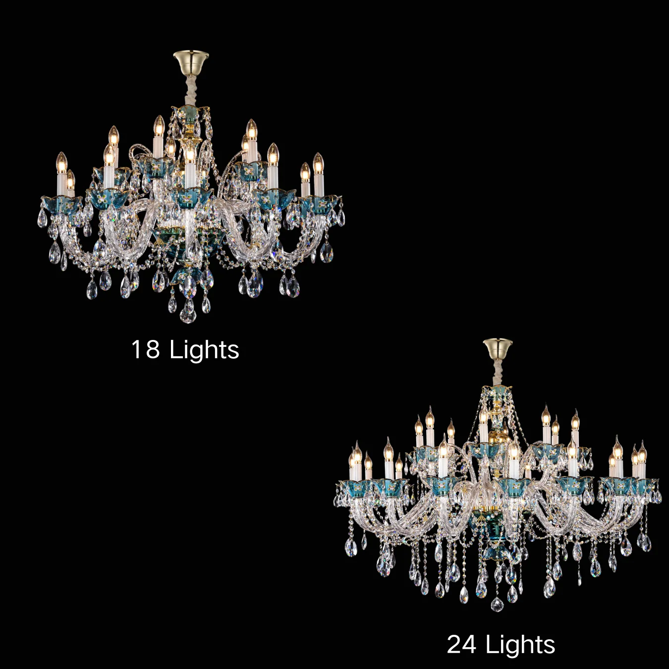 French Romantic Blue Crystal Designer Chandelier Modern Art Candle Branch Light Fixture For Bedroom/Living Room/Dining Room - Image 6