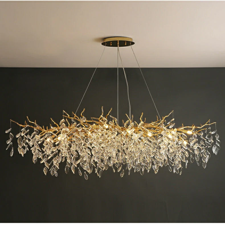 French Branch Crystal Chandelier with Elegant Crystal Leaves - Image 19