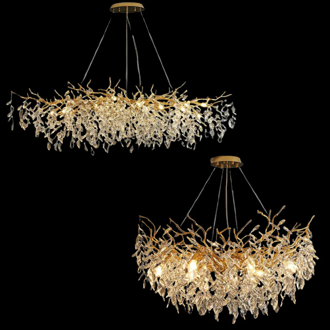 French Branch Crystal Chandelier with Elegant Crystal Leaves - Image 2