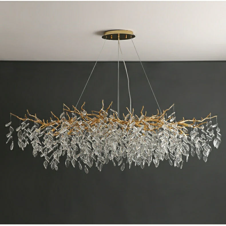 French Branch Crystal Chandelier with Elegant Crystal Leaves - Image 20