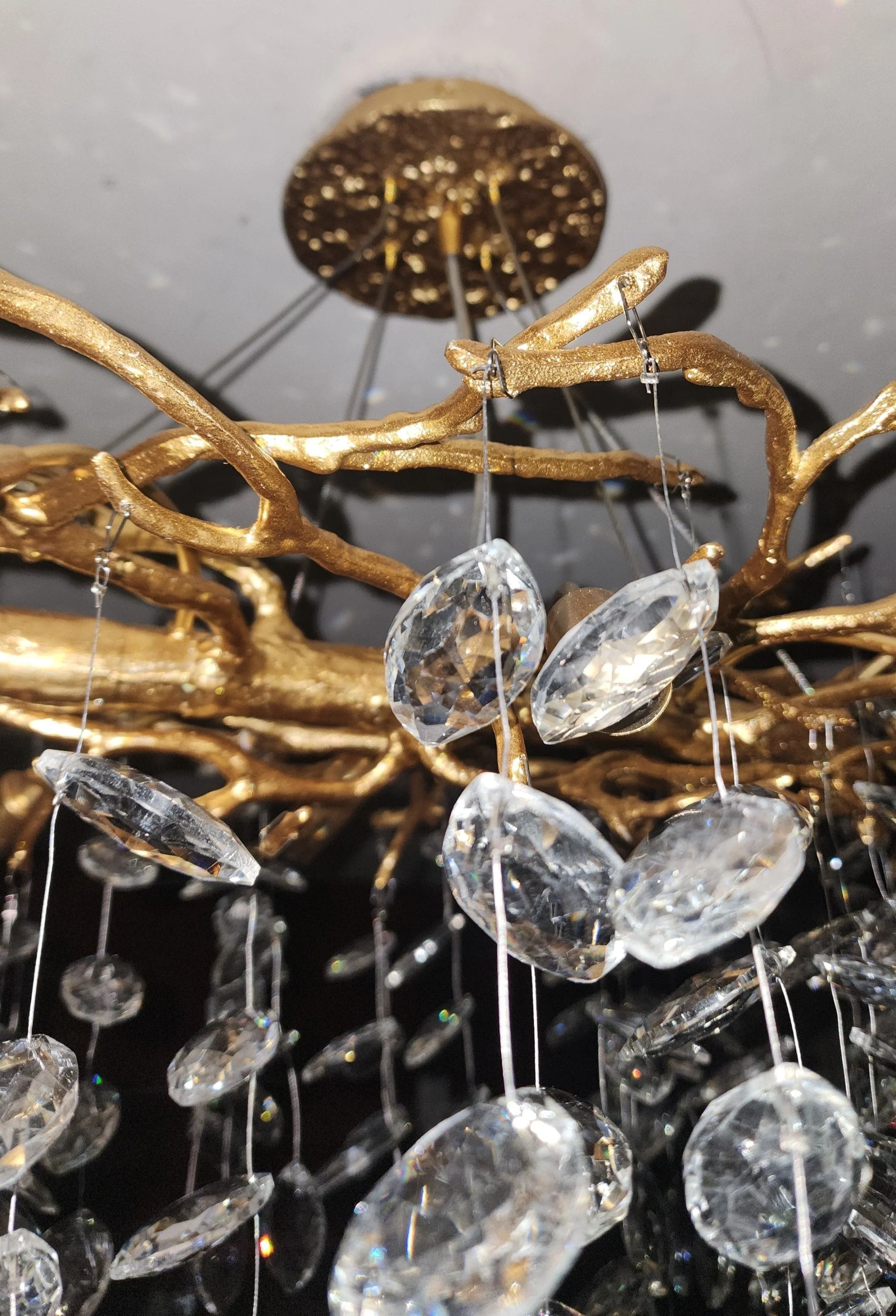 French Branch Crystal Chandelier with Elegant Crystal Leaves - Image 26