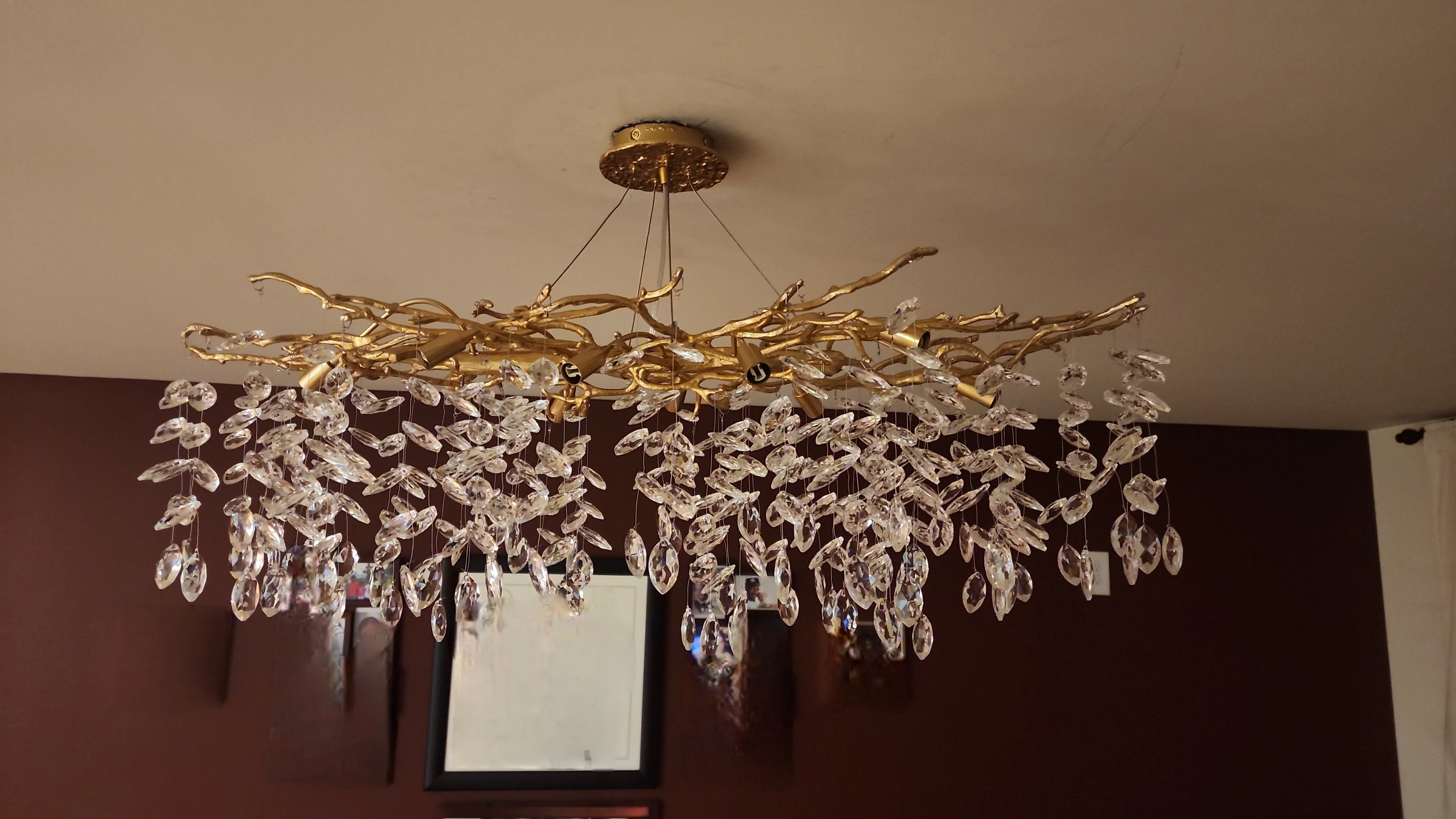 French Branch Crystal Chandelier with Elegant Crystal Leaves - Image 28