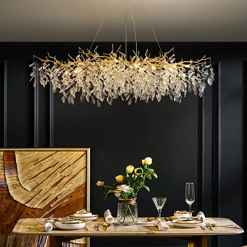 French Branch Crystal Chandelier with Elegant Crystal Leaves - Image 3