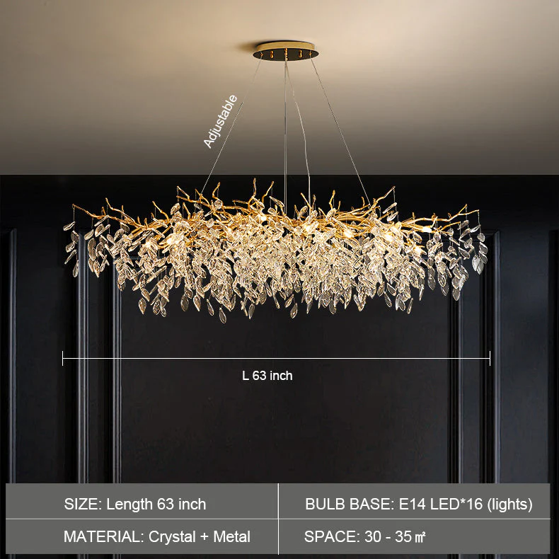 French Branch Crystal Chandelier with Elegant Crystal Leaves - Image 33