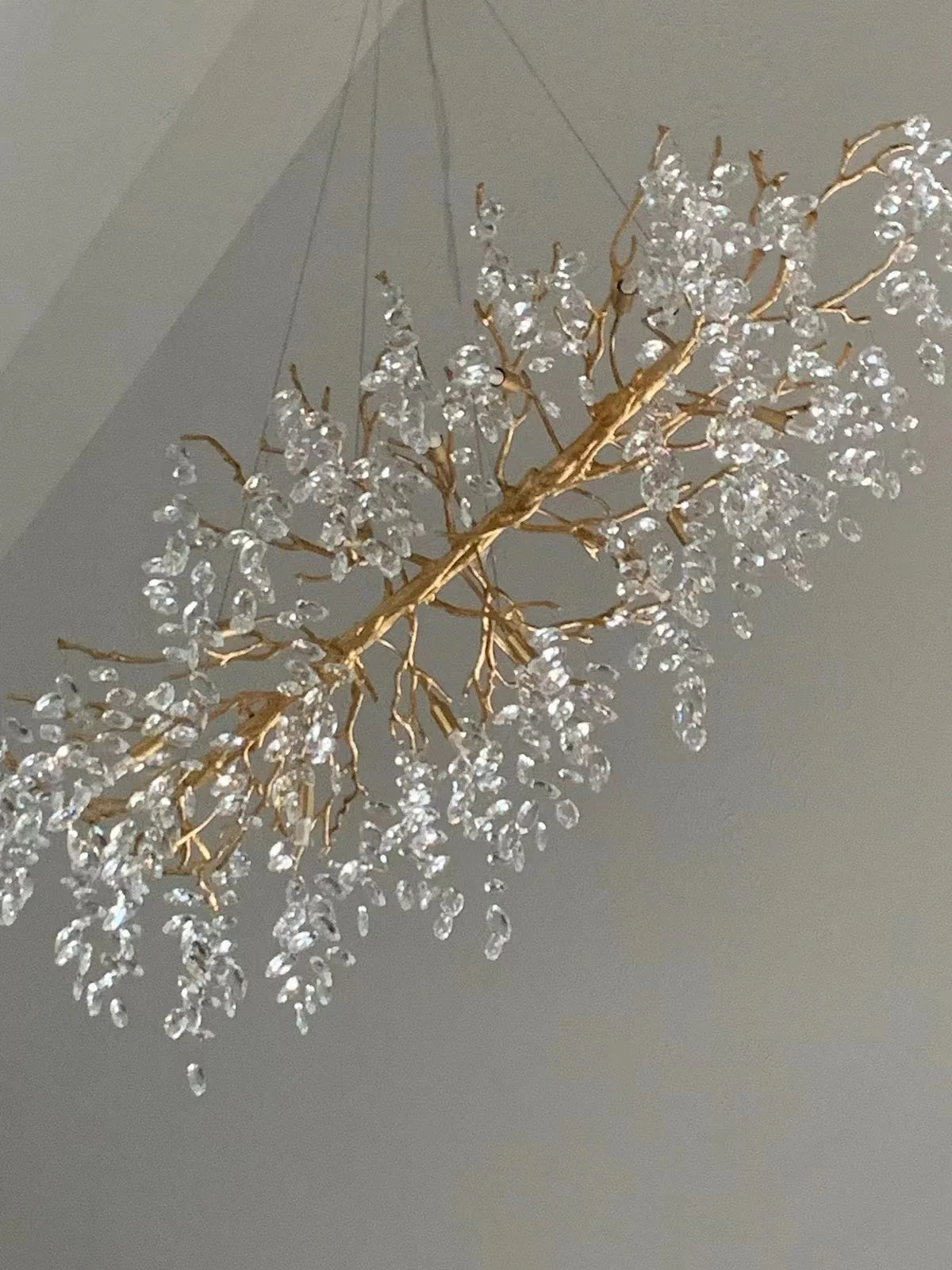 French Branch Crystal Chandelier with Elegant Crystal Leaves - Image 4