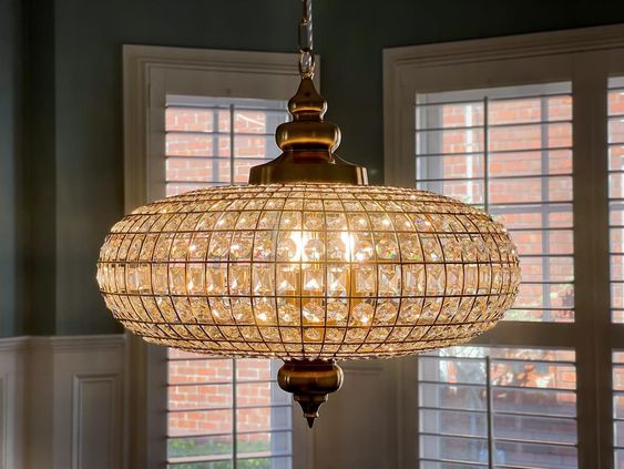 French Empire Vintage Bead Ellipsoid Crystal Chandelier for Living Room/Bedroom - Image 5
