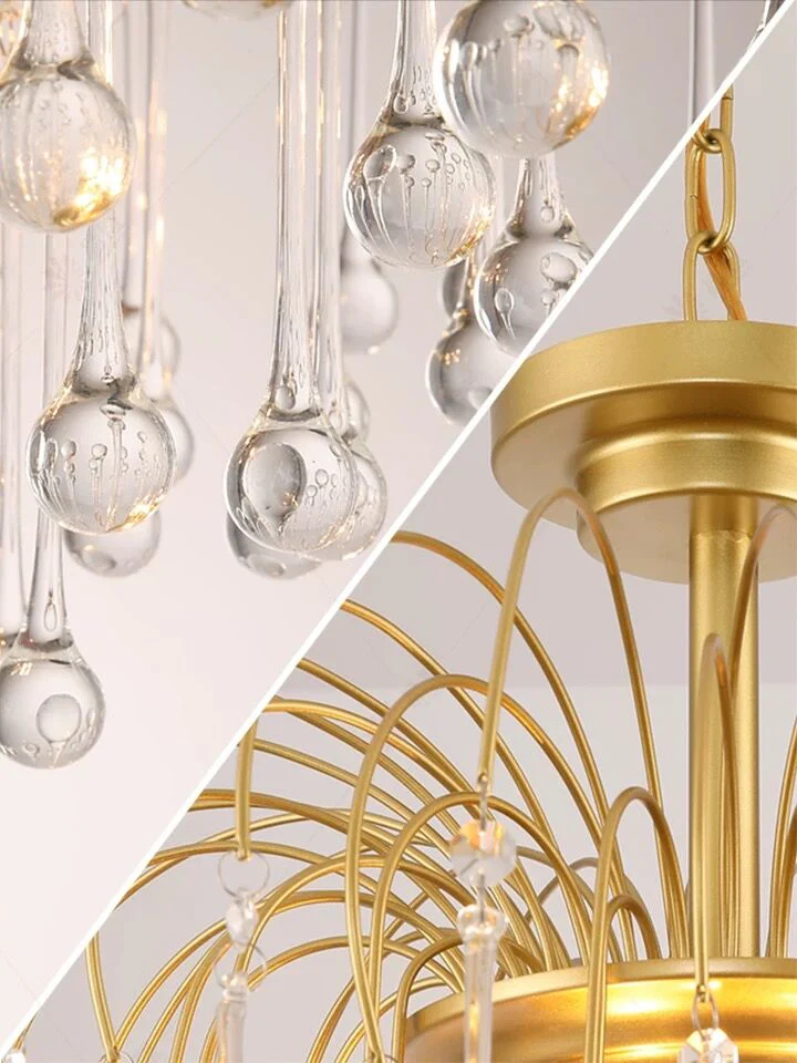 French Style Bedroom Small Creative Chandelier Vintage Romantic Warm Vibe Amber Waterdrop Light Fixture for Restaurant Dining Room Kids Room - Image 4