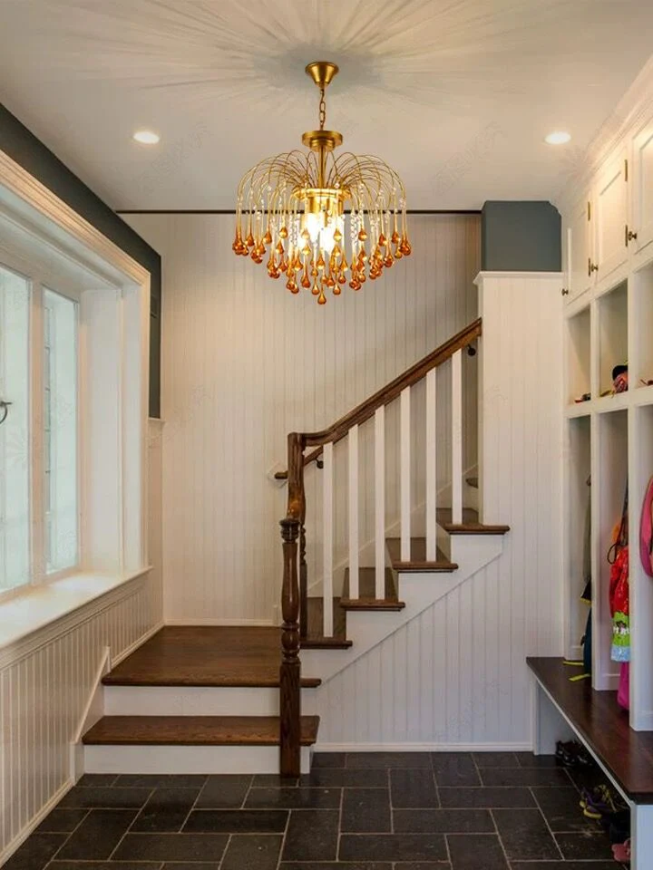 French Style Bedroom Small Creative Chandelier Vintage Romantic Warm Vibe Amber Waterdrop Light Fixture for Restaurant Dining Room Kids Room - Image 5