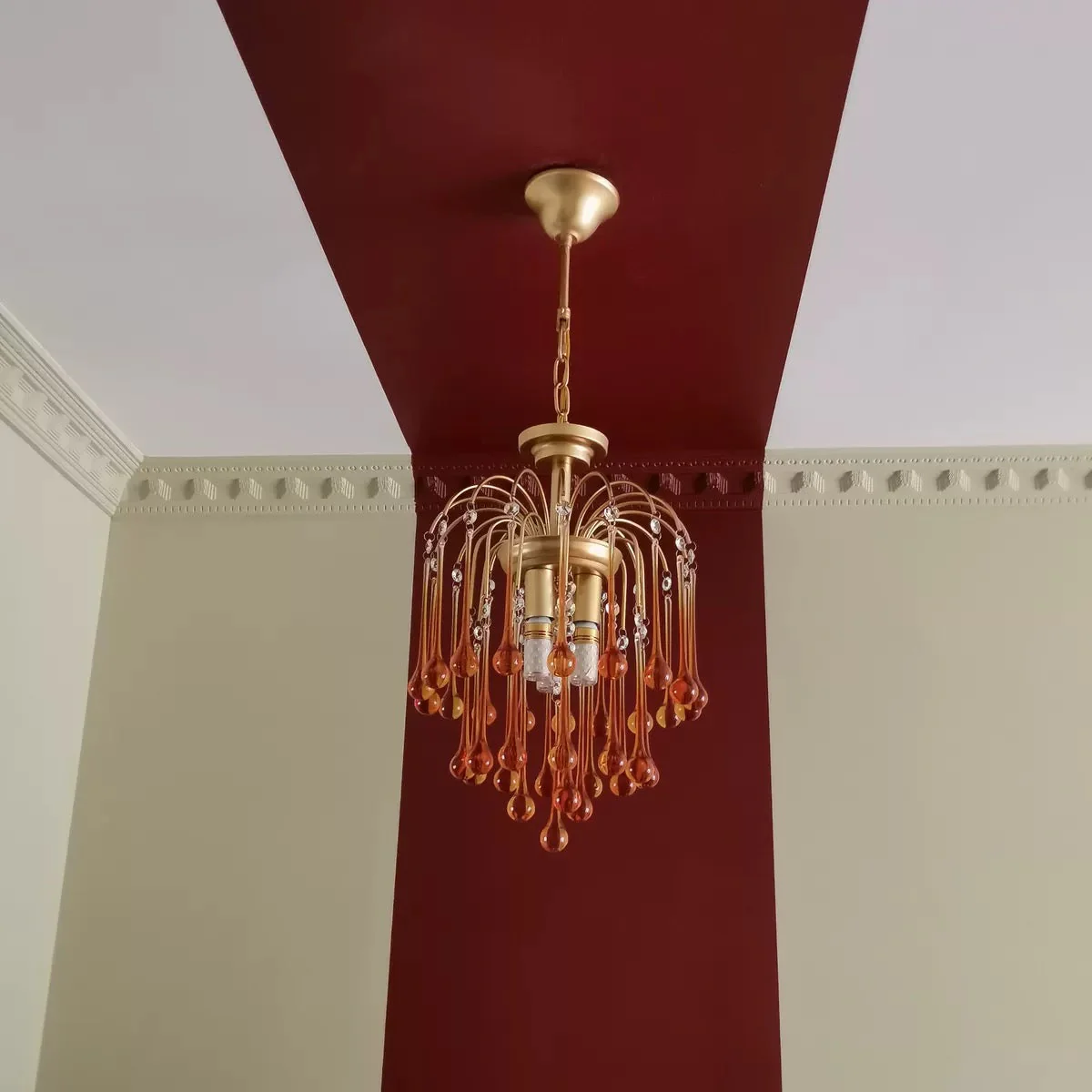 French Style Bedroom Small Creative Chandelier Vintage Romantic Warm Vibe Amber Waterdrop Light Fixture for Restaurant Dining Room Kids Room - Image 7