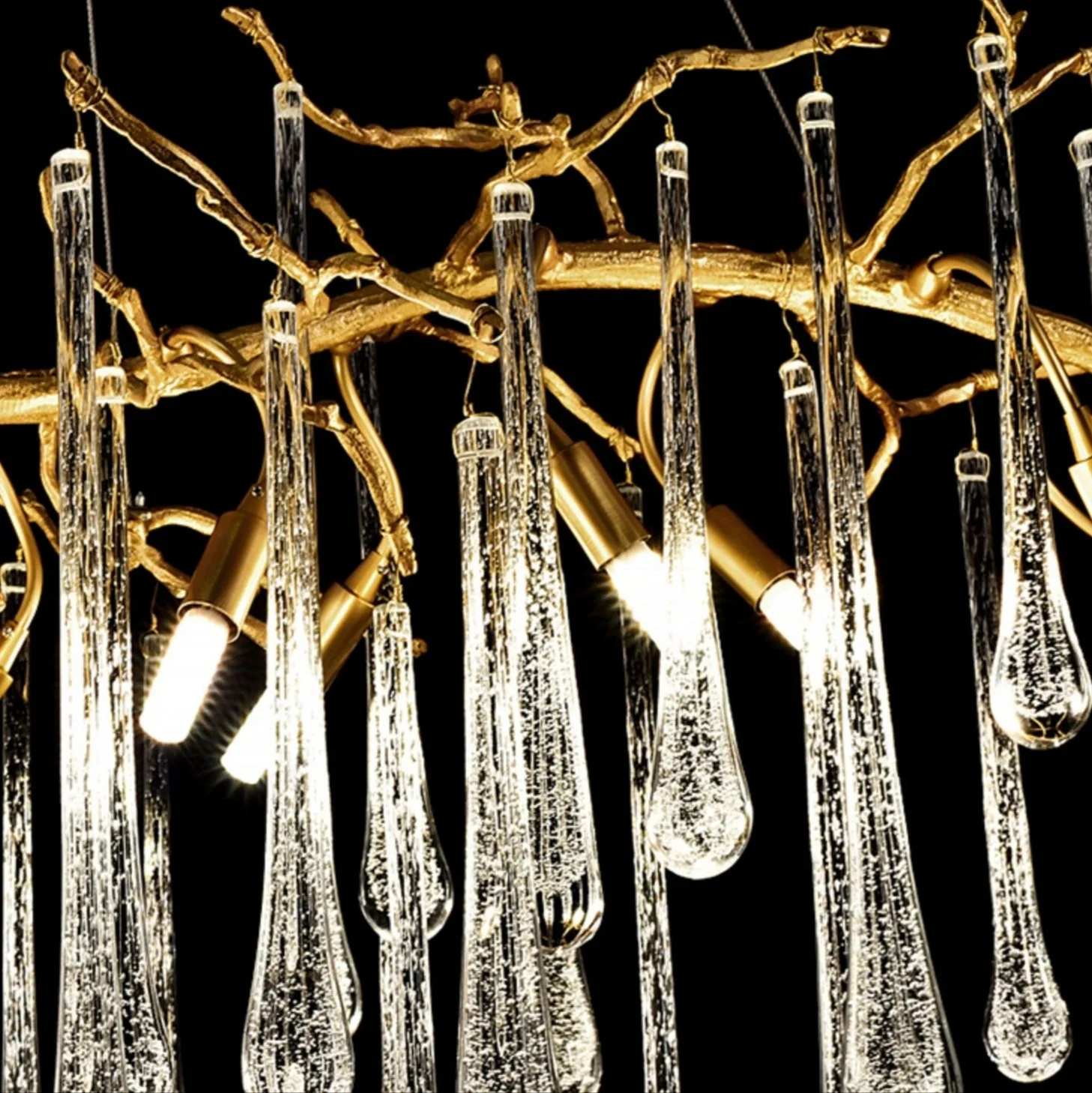 French Style Living Room Branch Crystal Drops Chandelier Modern Copper Gold Finish Dining Room Ceiling Lighting Fixture - Image 8
