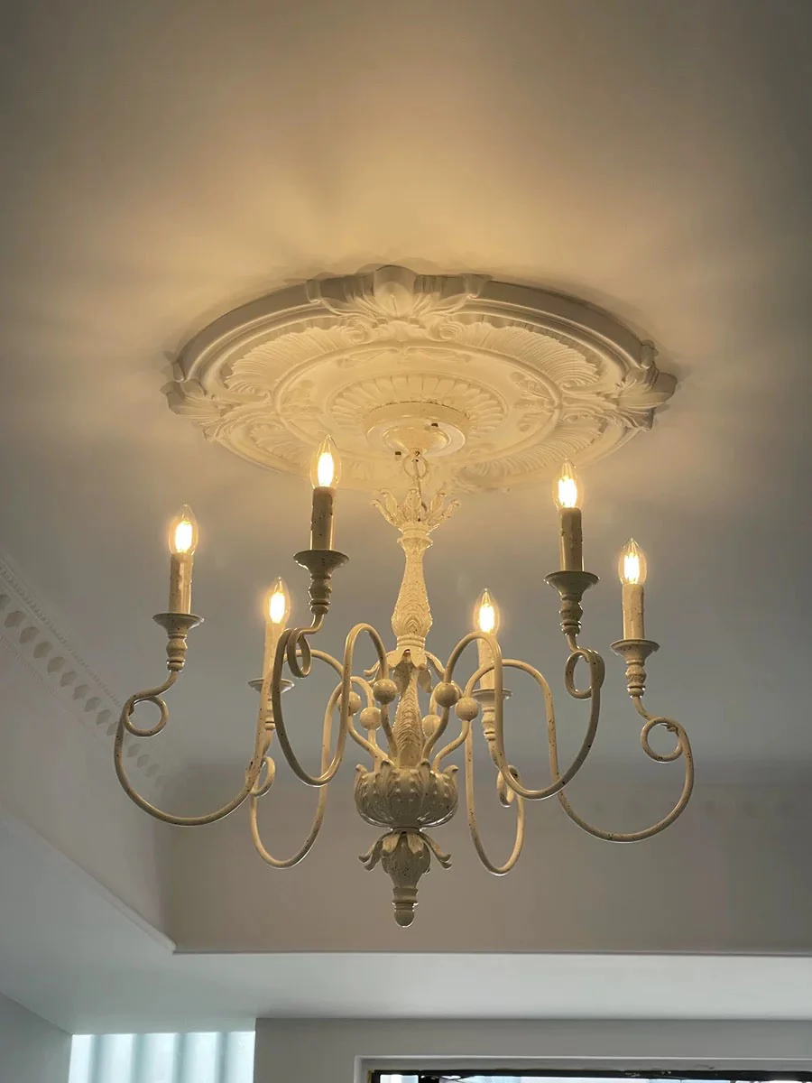 French Vintage Country Style White Rustic Iron Art Chandelier 6/8 Lights for Dining Room Bedroom Living Room - Image 2