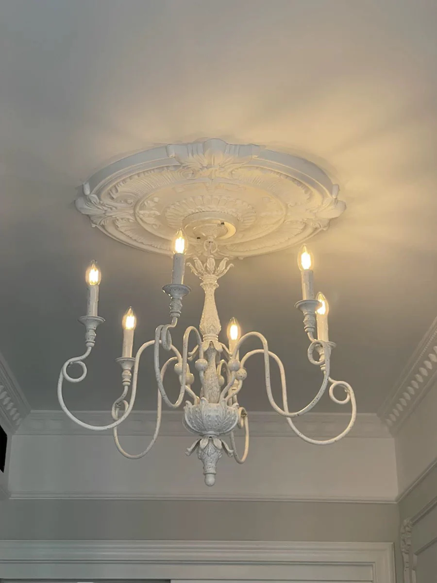 French Vintage Country Style White Rustic Iron Art Chandelier 6/8 Lights for Dining Room Bedroom Living Room - Image 4