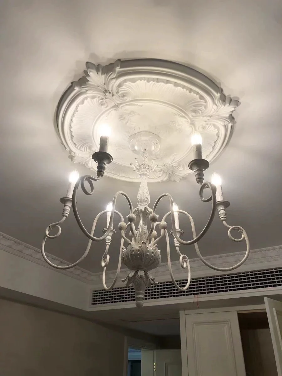 French Vintage Country Style White Rustic Iron Art Chandelier 6/8 Lights for Dining Room Bedroom Living Room - Image 6