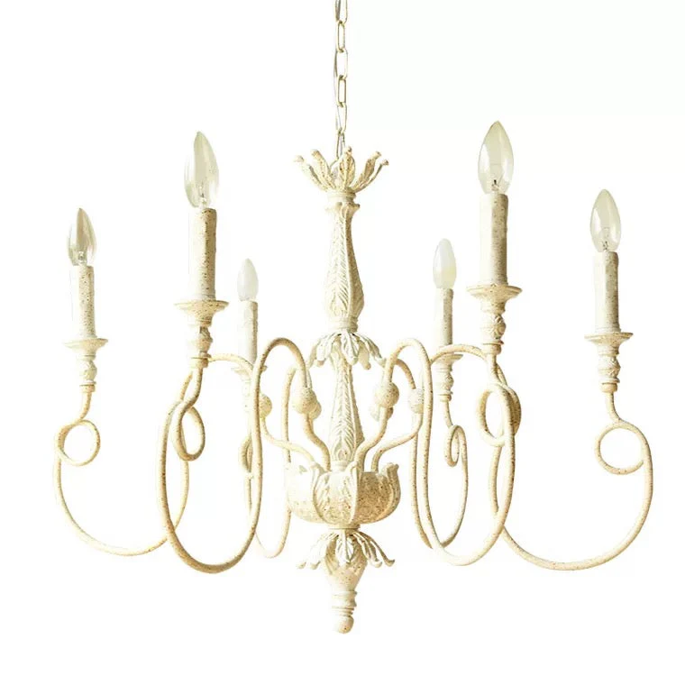 French Vintage Country Style White Rustic Iron Art Chandelier 6/8 Lights for Dining Room Bedroom Living Room - Image 7