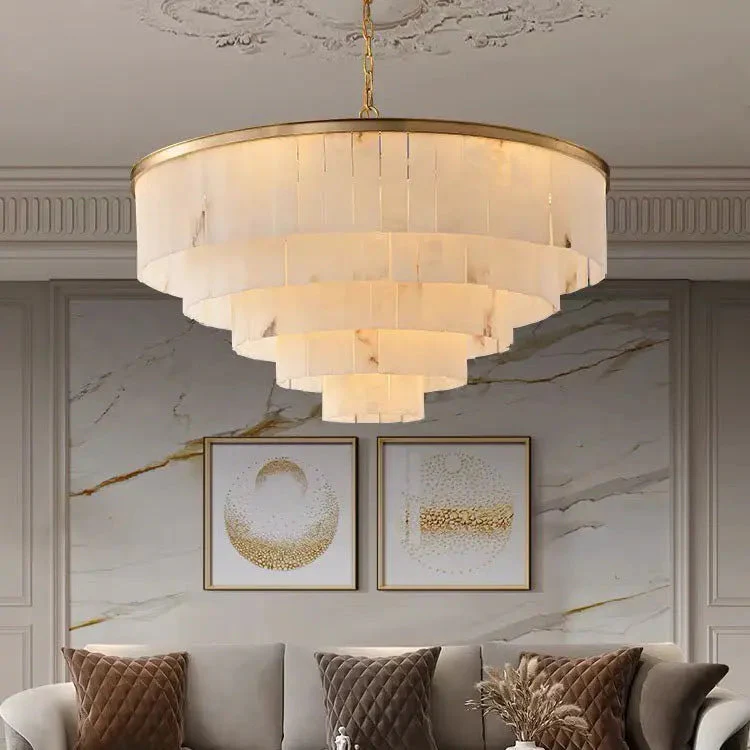 Galadriel Alabaster Multi-Tiered Round Chandelier Lighting - Image 5