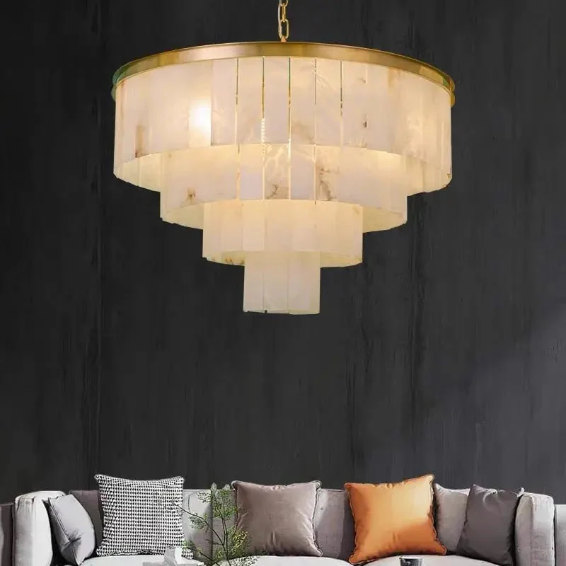 Galadriel Alabaster Multi-Tiered Round Chandelier Lighting - Image 6