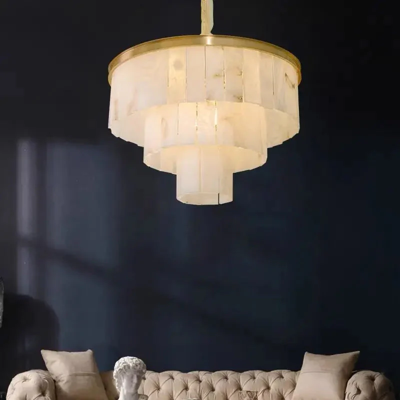 Galadriel Alabaster Multi-Tiered Round Chandelier Lighting - Image 7