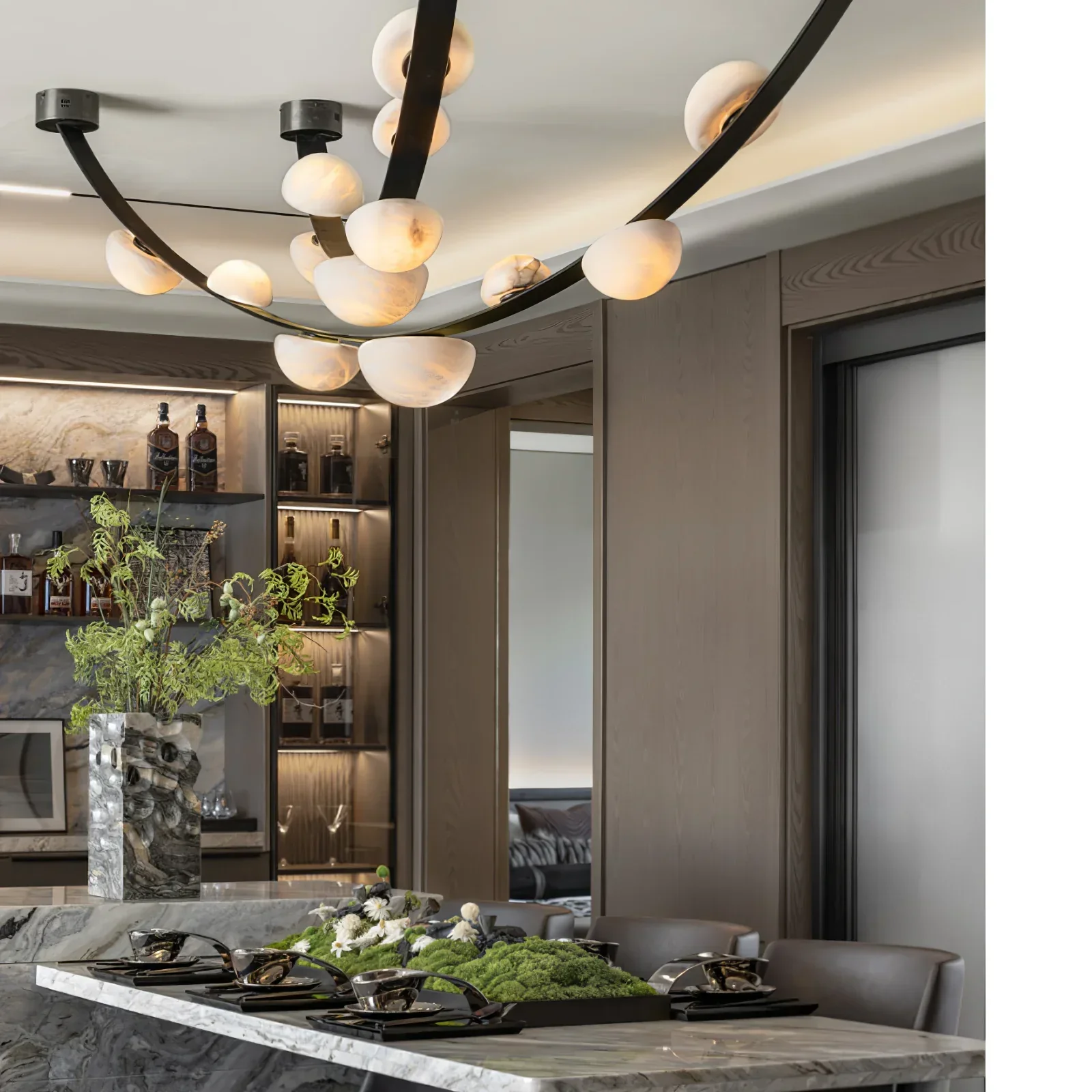 Garrick Modern Dew Drops Alabaster Chandelier Lighting - Image 10