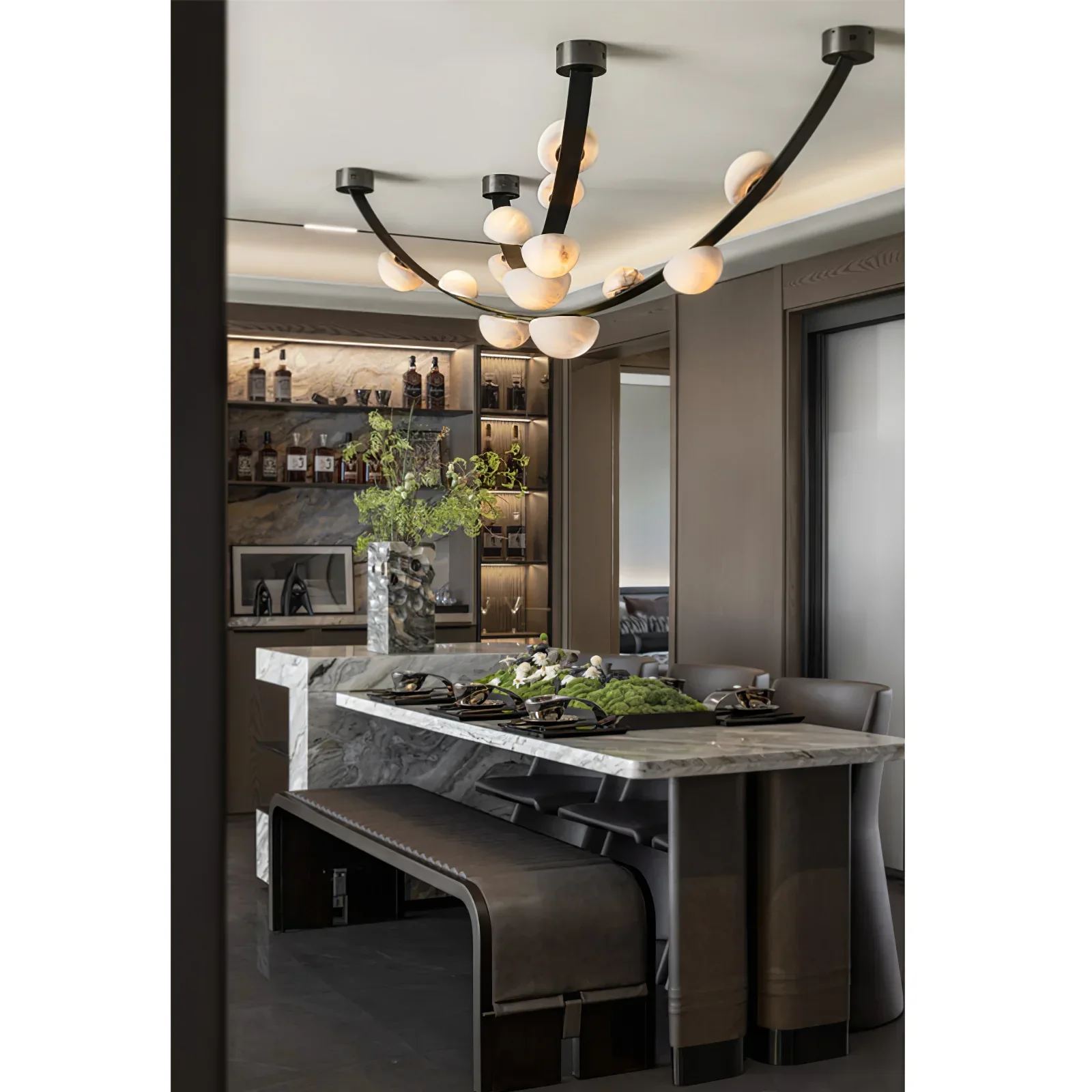 Garrick Modern Dew Drops Alabaster Chandelier Lighting - Image 20