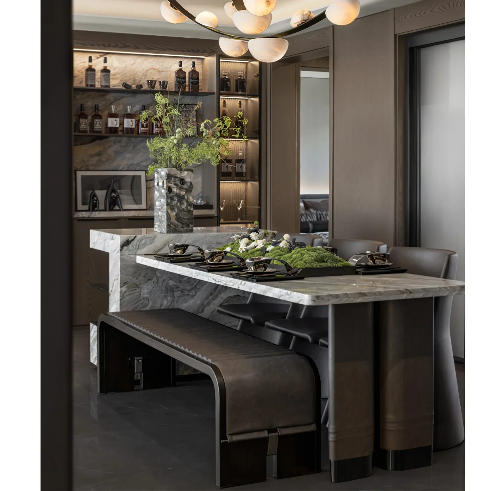 Garrick Modern Dew Drops Alabaster Chandelier Lighting - Image 7