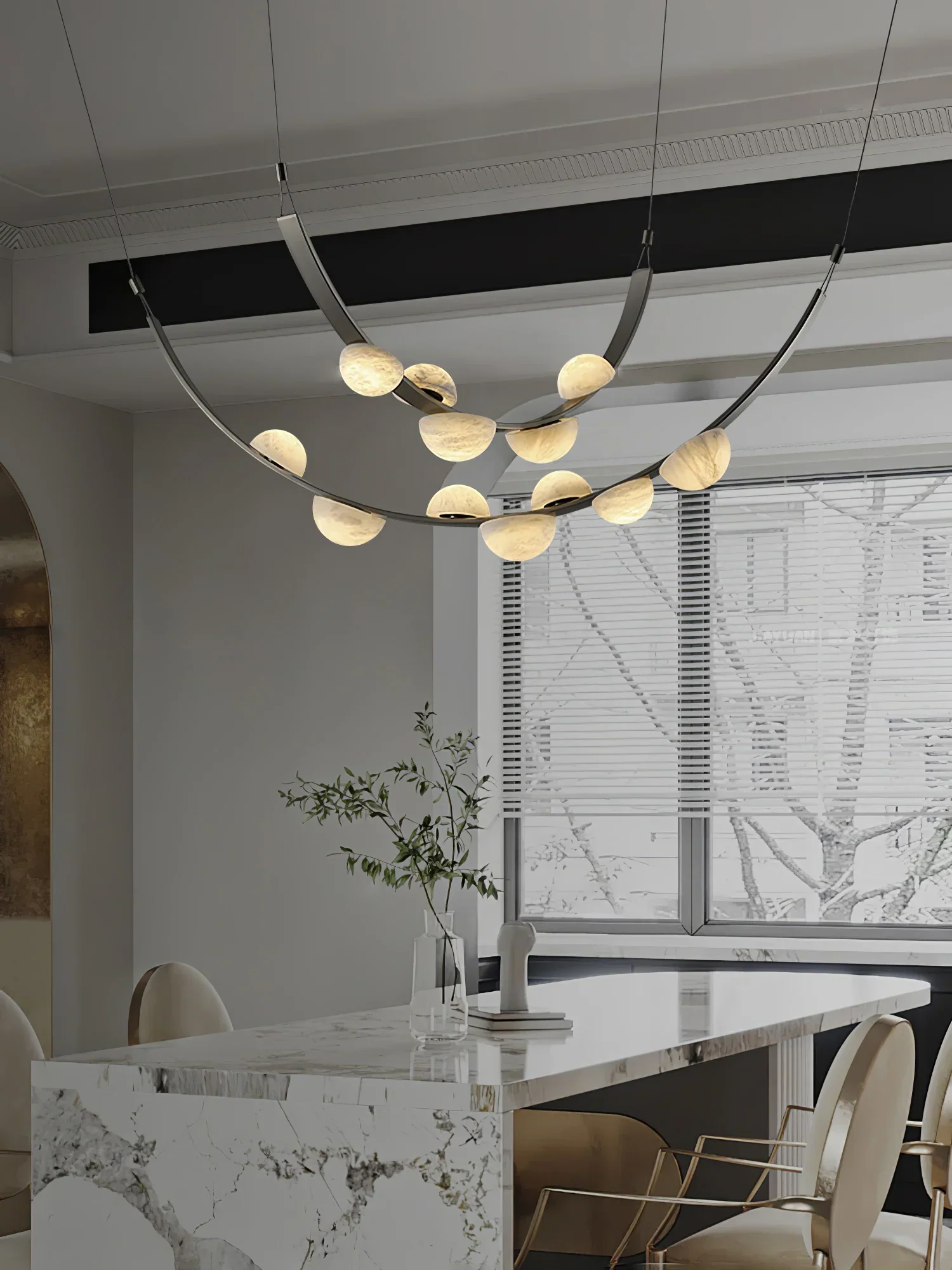 Garrick Modern Dew Drops Alabaster Chandelier Lighting - Image 9