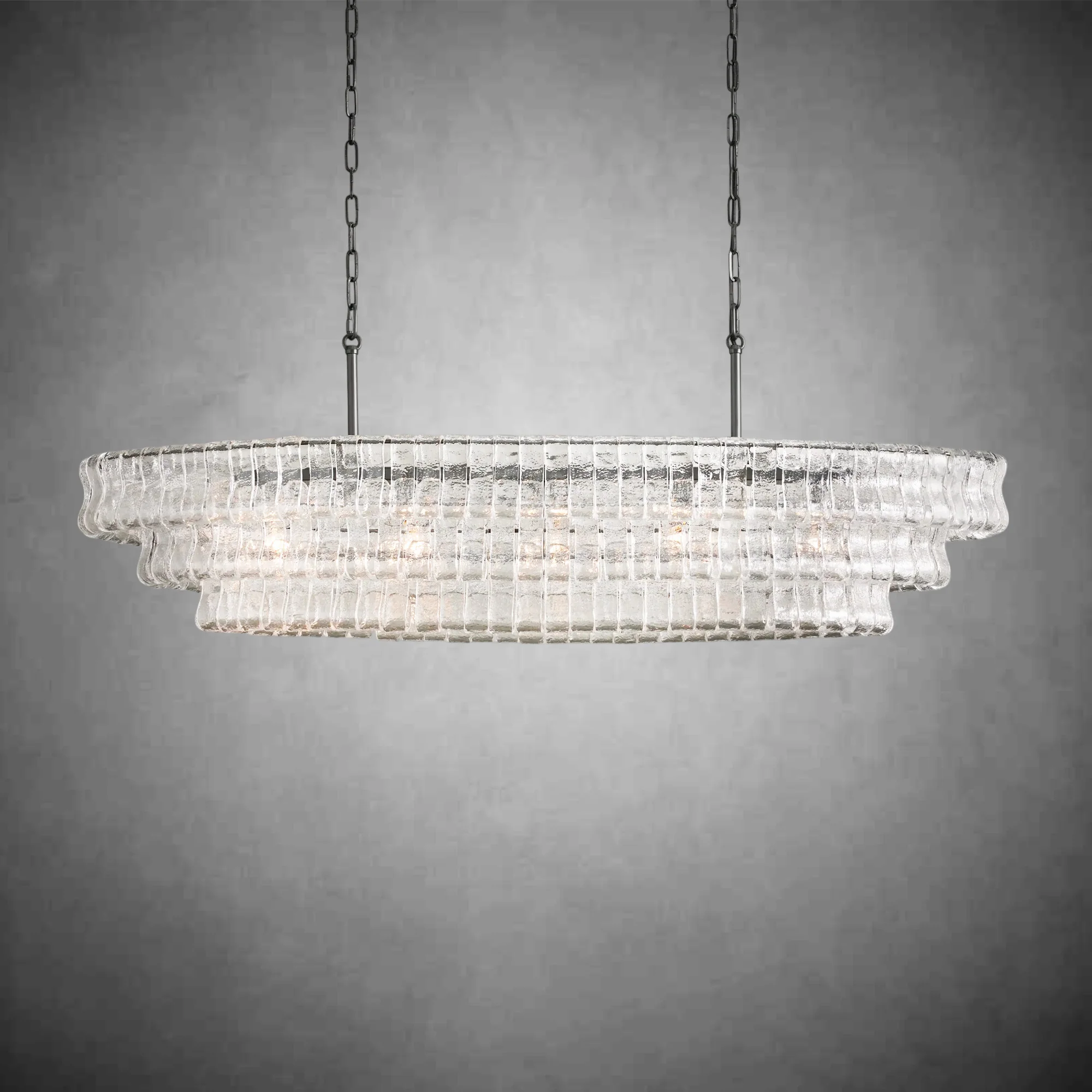Ghiaccio Glass Oval Chandelier 54''65'' - Image 15