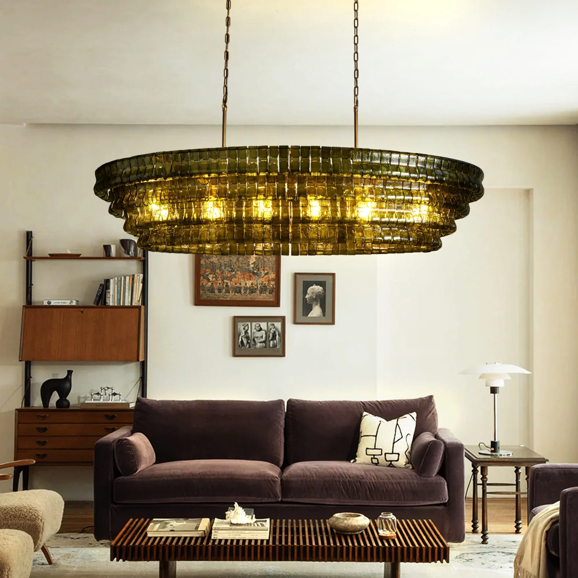 Ghiaccio Glass Oval Chandelier 54''65'' - Image 34