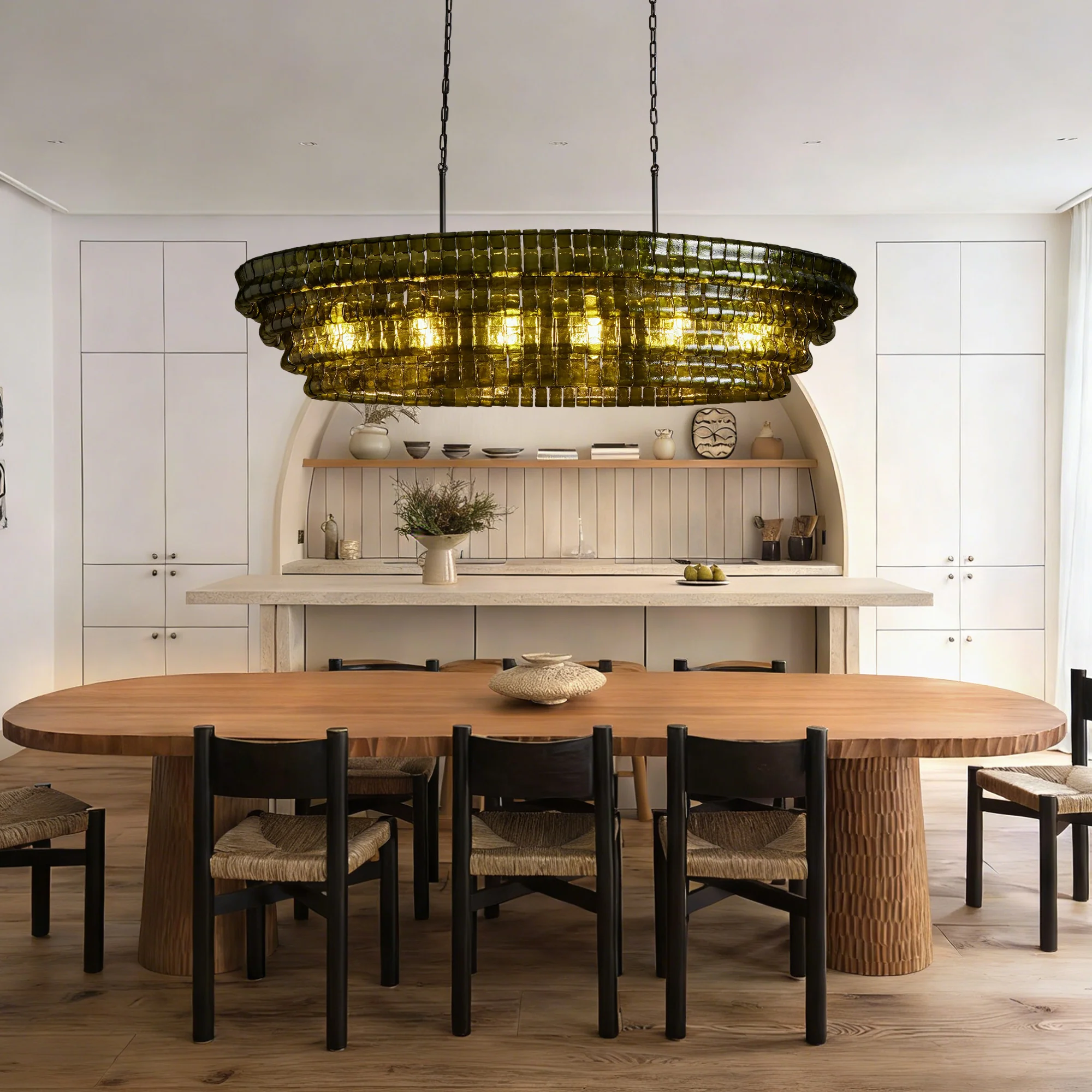 Ghiaccio Glass Oval Chandelier 54''65'' - Image 35