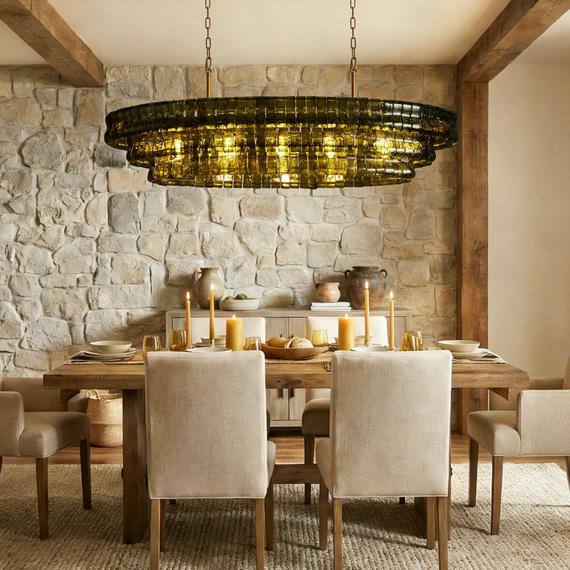 Ghiaccio Glass Oval Chandelier 54''65'' - Image 44
