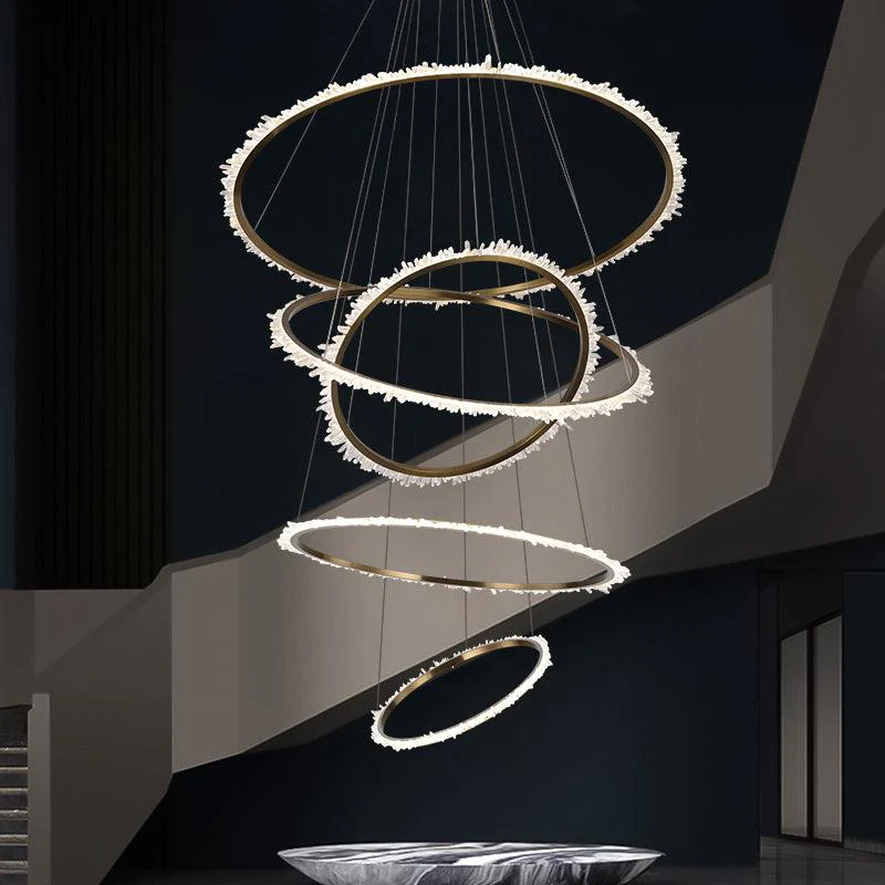 Gina Rock Crystal Multi Rings Chandelier For Staircase - Image 3