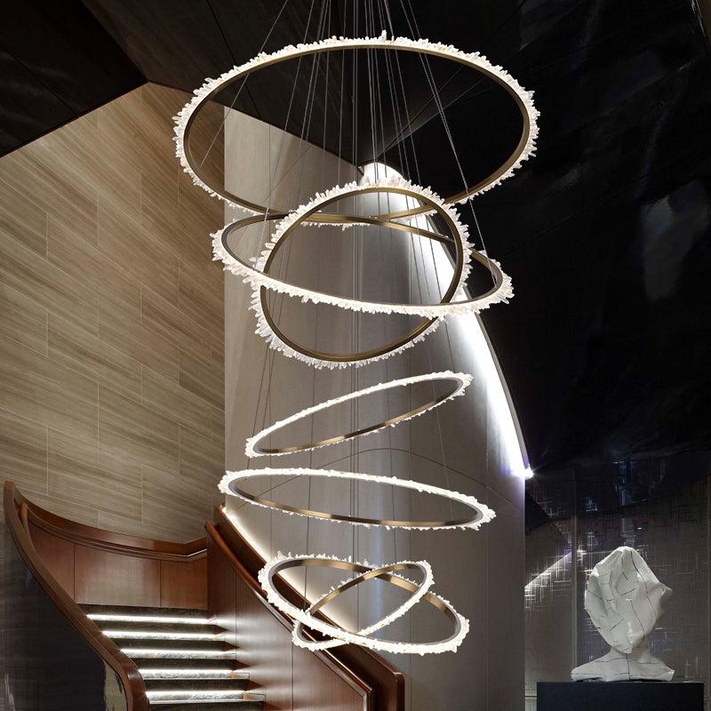 Gina Rock Crystal Multi Rings Chandelier For Staircase - Image 4