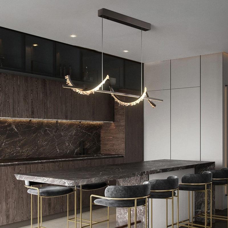 Gina Spiral Rock Crystal Chandelier,Linear Dining Room Chandelier - Image 2