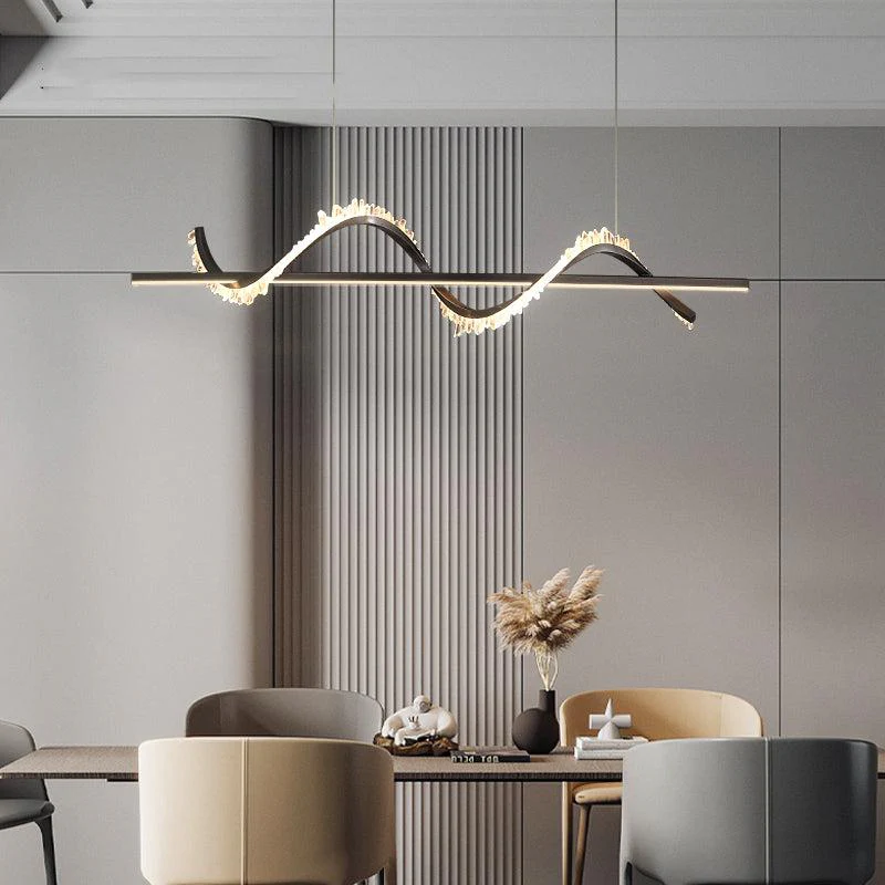 Gina Spiral Rock Crystal Chandelier,Linear Dining Room Chandelier - Image 3