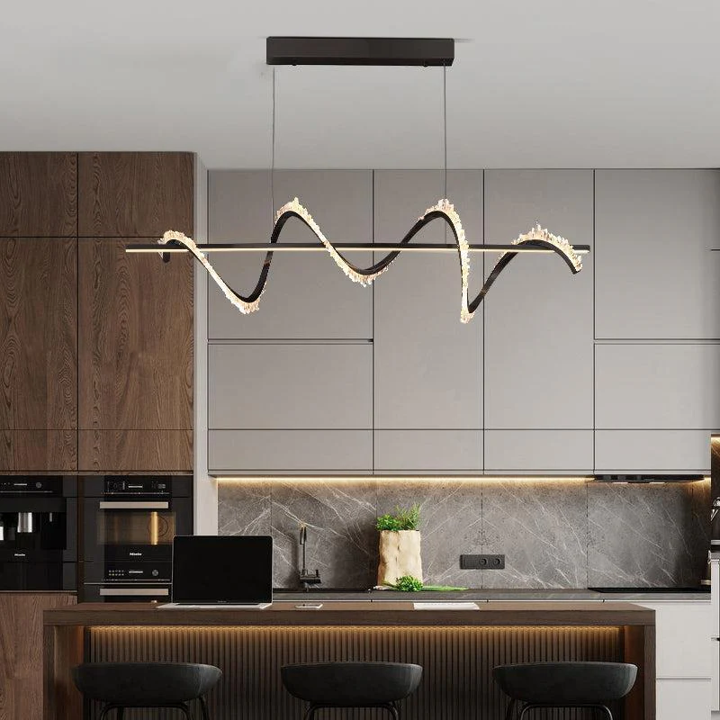 Gina Spiral Rock Crystal Chandelier,Linear Dining Room Chandelier - Image 4