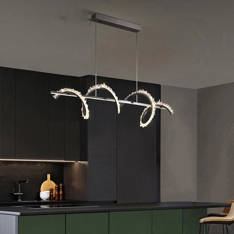 Gina Spiral Rock Crystal Chandelier,Linear Dining Room Chandelier - Image 5