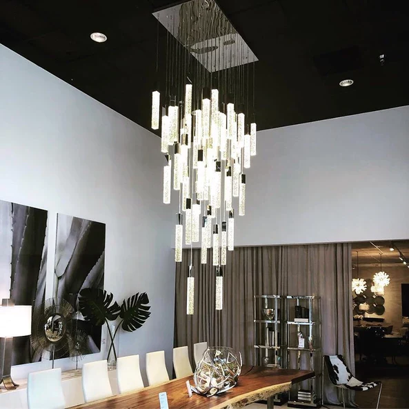 Modern Glacier Bubble Crystsal Sticks Chandelier in Gold/Chrome/Black Finish for Staircase/Foyer - Image 10
